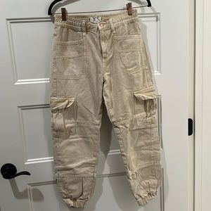 Free People Cargo Jeans We The Free Tan Beige Pants Utility